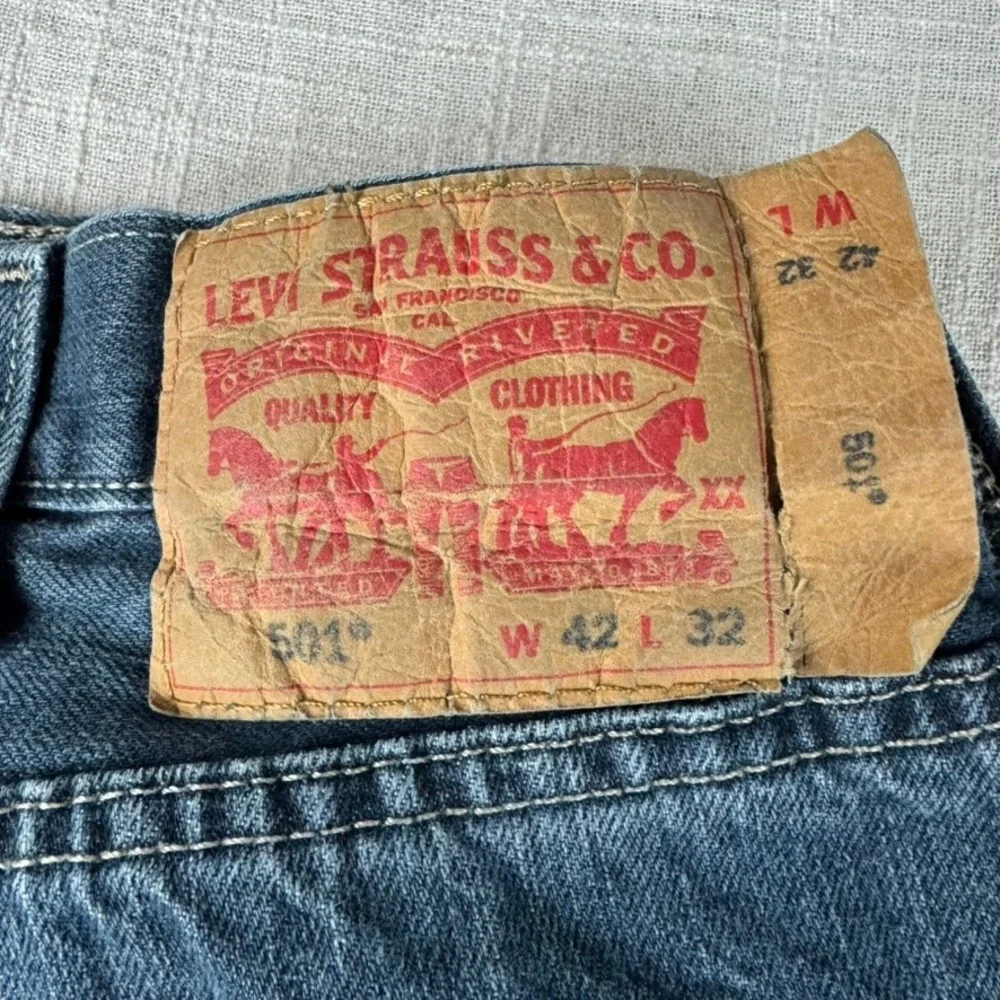 Vintage Levis 501 Original Straight Leg Button Fly Jeans Mens 42x32 Denim